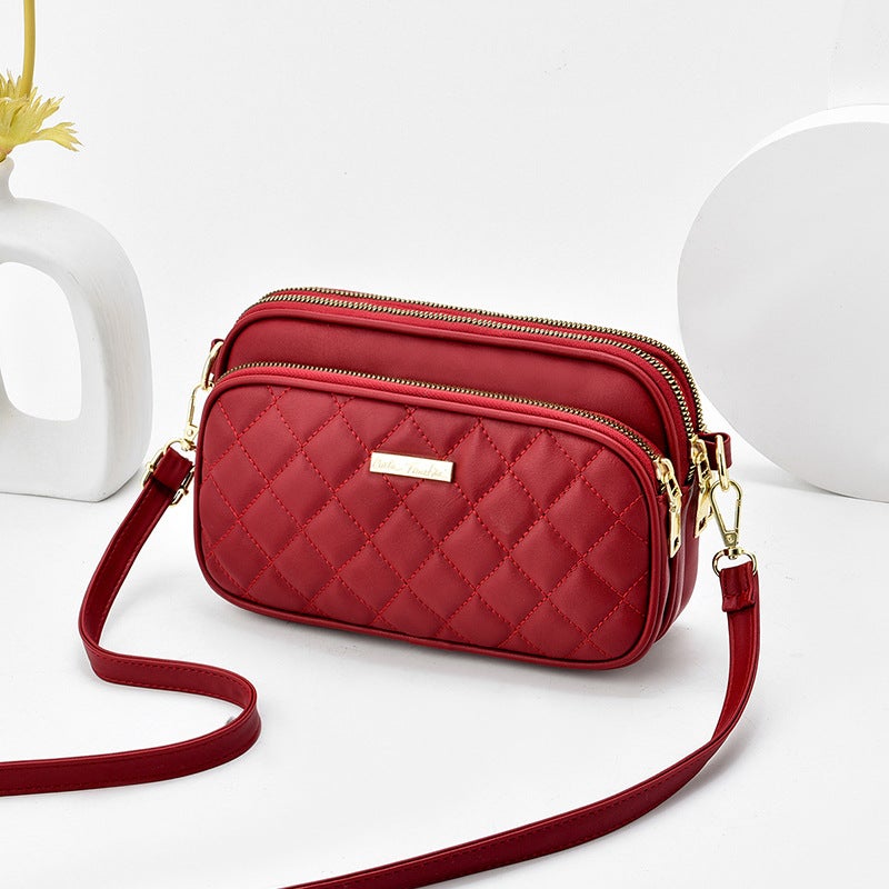 One-Shoulder Crossbody Bag New Arrival 2021 Fashionable Ins Large Capacity Middle-Aged Women'S Soft Leather Rhombic Mother Bag - Image 5