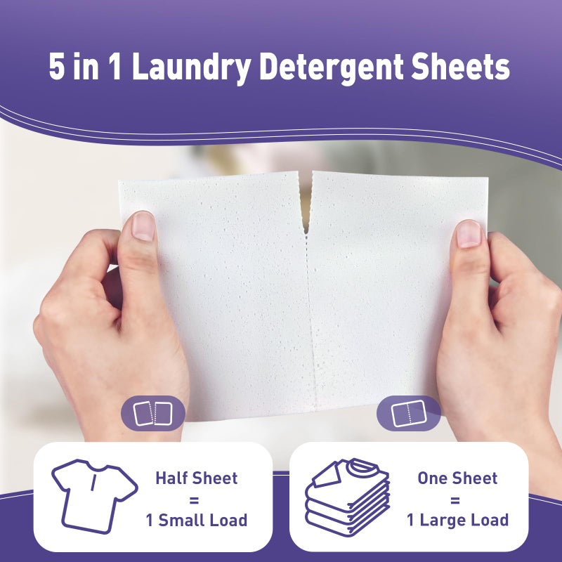 YUCO Laundry Detergent Sheets Lavender Scent 80 Loads, Eco Friendly Laundry Soap Washer Sheets, Liquidless Laundry Detergent Sheet for Travel No Plastic, Hypoallergenic - Image 4