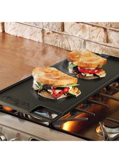 Cast Iron Reversible Grill Plate - 18 Inch Flat Cast Iron Skillet Griddle Pan For Stove Top, Gas Range Grilling Pan W/Silicone Oven Mitt For Electric Stovetop, Ceramic, Induction