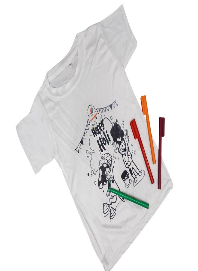 ILEARNNGROW DIY Color Your Own T-Shirt for Kids | Creative Painting Tee with Fabric Colors | Washable & Safe Art & Craft Activity Toy for Children Boys & Girls - Image 2