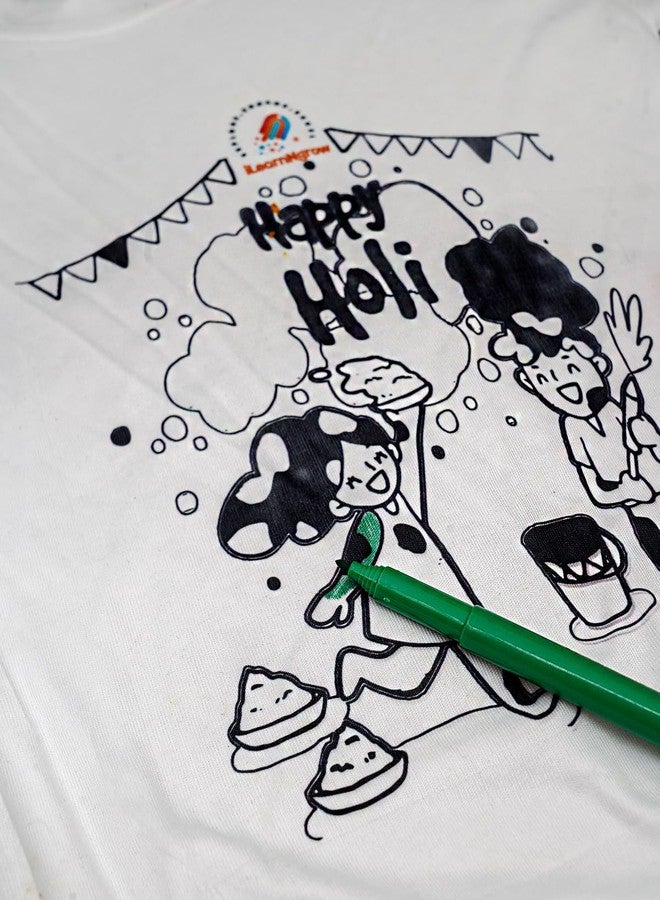 ILEARNNGROW DIY Color Your Own T-Shirt for Kids | Creative Painting Tee with Fabric Colors | Washable & Safe Art & Craft Activity Toy for Children Boys & Girls - Image 3