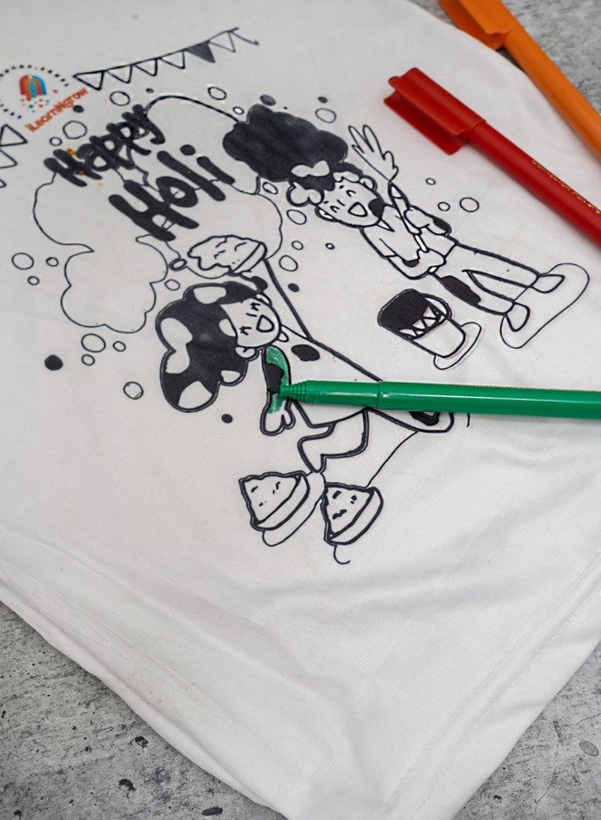 ILEARNNGROW DIY Color Your Own T-Shirt for Kids | Creative Painting Tee with Fabric Colors | Washable & Safe Art & Craft Activity Toy for Children Boys & Girls - Image 4