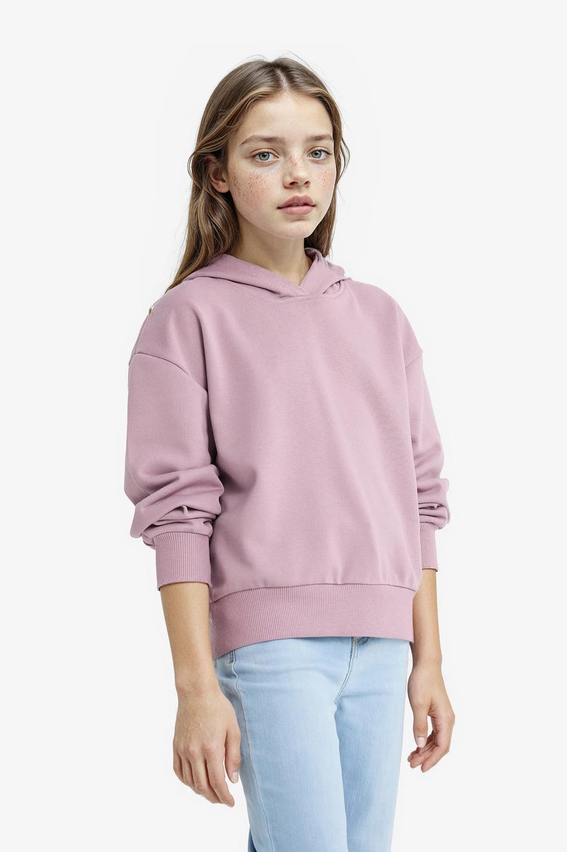 DeFacto Pink Girl Relax Fit Hooded Sweatshirt Casual - Image 1