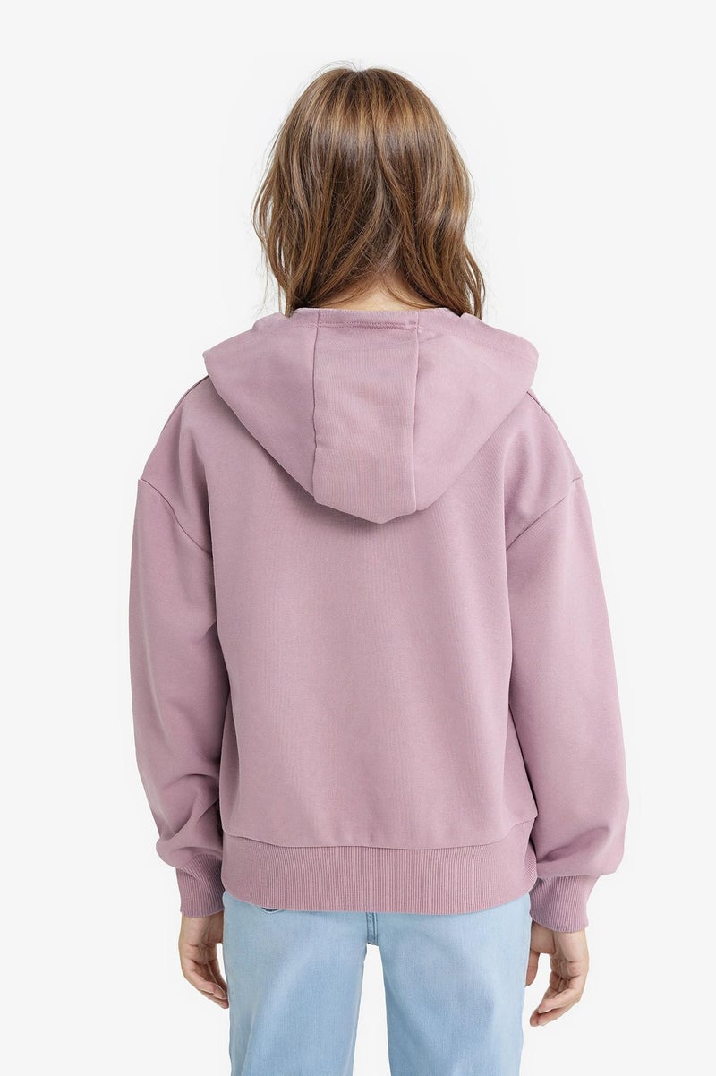 DeFacto Pink Girl Relax Fit Hooded Sweatshirt Casual - Image 4