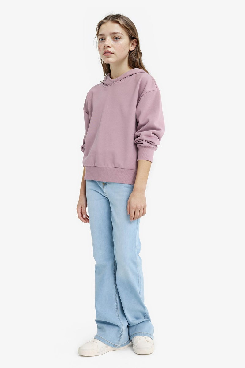 DeFacto Pink Girl Relax Fit Hooded Sweatshirt Casual - Image 3
