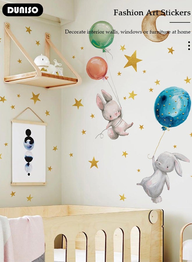 DUNISO Night Light Wall Sticker Cartoon Rabbit Wall Sticker Decorantion Painting Home Decoration For Children's Playroom Living Room 28*38cm - Image 2