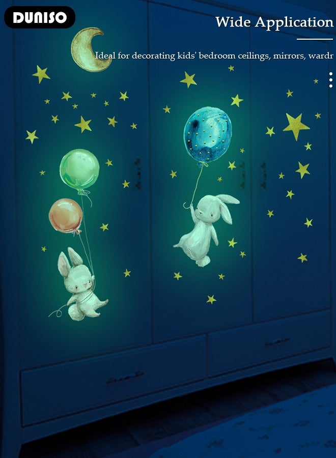 DUNISO Night Light Wall Sticker Cartoon Rabbit Wall Sticker Decorantion Painting Home Decoration For Children's Playroom Living Room 28*38cm - Image 3