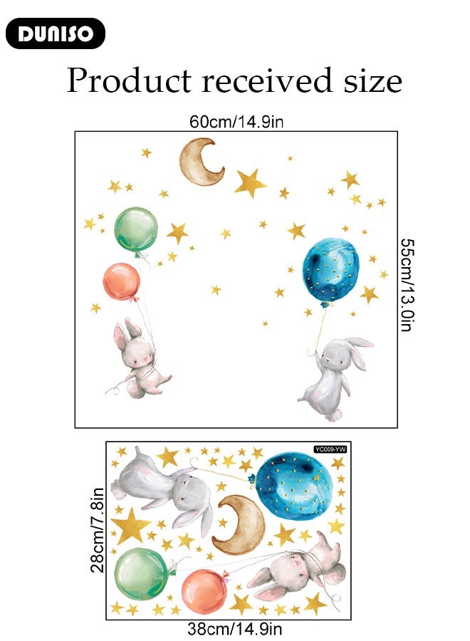DUNISO Night Light Wall Sticker Cartoon Rabbit Wall Sticker Decorantion Painting Home Decoration For Children's Playroom Living Room 28*38cm - Image 4