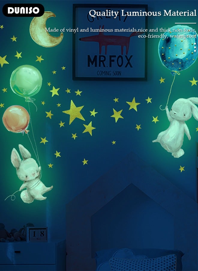 DUNISO Night Light Wall Sticker Cartoon Rabbit Wall Sticker Decorantion Painting Home Decoration For Children's Playroom Living Room 28*38cm - Image 5
