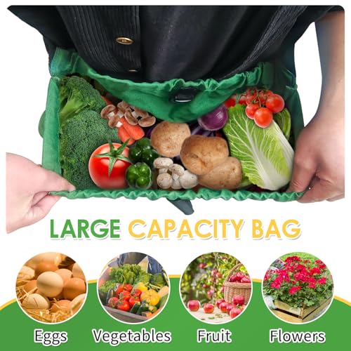 BOHEMIABY Gardening Apron Harvest Apron with Pockets Green Garden Apron Adjustable Waist Belt Waist Apron - Image 3