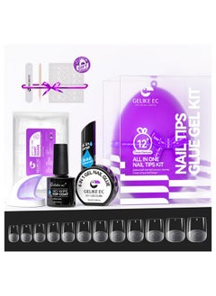 gelike ec Gel X Nail Kit - 6 In 1 Milky White Uv Gel Glue 16Ml, No Wipe Top Coat Gel 8Ml, 528Pcs Short Square Nail Tips And Uv Lamp…  - Image 1