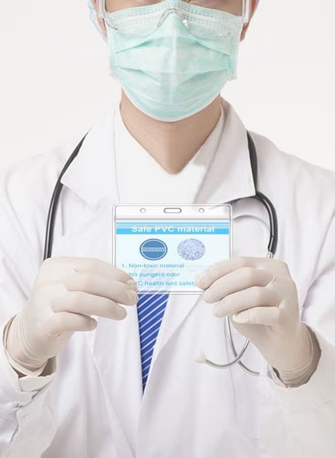 5PCS Plastic Name Badge Holders with Lanyard Clear Waterproof ID Badge Holder with Clip Lanyard for School Business Office - Image 3