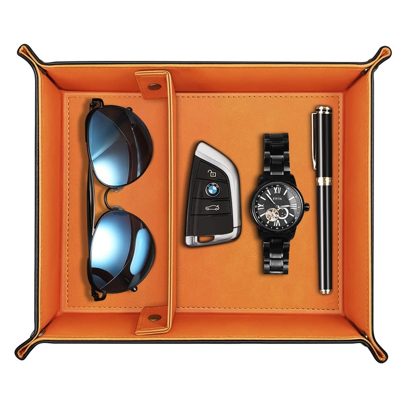 سيثون Sithon Valet صينية سطح المكتب منظم تخزين - قابلة للإزالة 2 مقصورات Catchall صينية السرير الغرور الغرور منض - Image 1