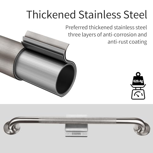 Jakarda 2pack 24inch Textured Handicap Grab Bar for Shower Shower Handles for Elderly Shower Grab Bars for Seniors with Concealed Screws Brushed Nickel - Image 3