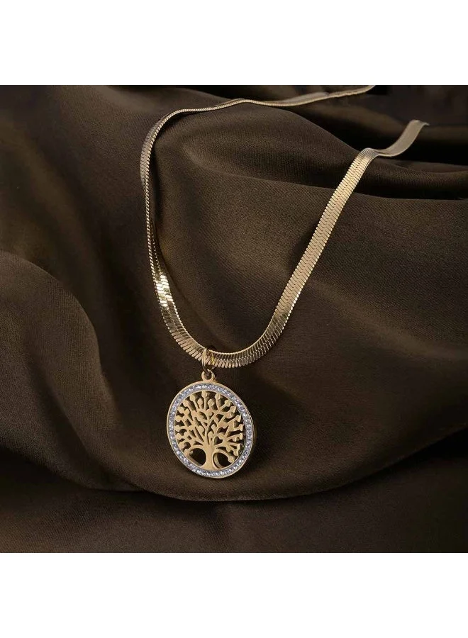 بالموناس PALMONAS 18k Gold Tone Plated Tree of Life Necklace
 for Women