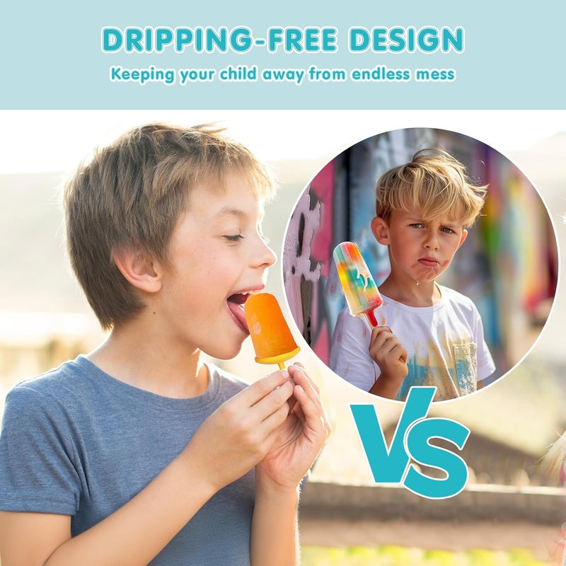 Miaowoof Silicone Popsicles Molds for Toddlers, 8-Cavity Non-BPA Premium Silicone Small Popsicle Molds, Ice Pop Mold with 8 Colorful Reusable Sticks for Kids (Blue) - Image 4