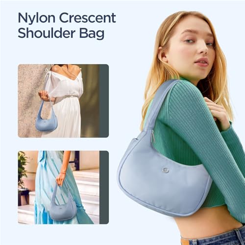 Babysun Mini Shoulder Bag Women Nylon Crescent Bag 4L Underarm Shoulder Purse Women's Shoulder Handbags Small Tote Bag Blue - Image 2