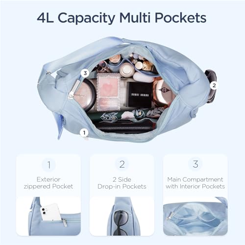 Babysun Mini Shoulder Bag Women Nylon Crescent Bag 4L Underarm Shoulder Purse Women's Shoulder Handbags Small Tote Bag Blue - Image 3