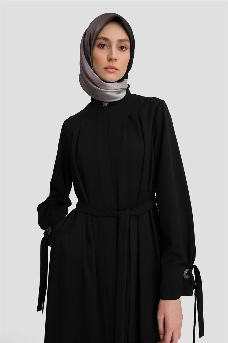 ARMINE Ribbon Detailed Abaya 24K8901 Black