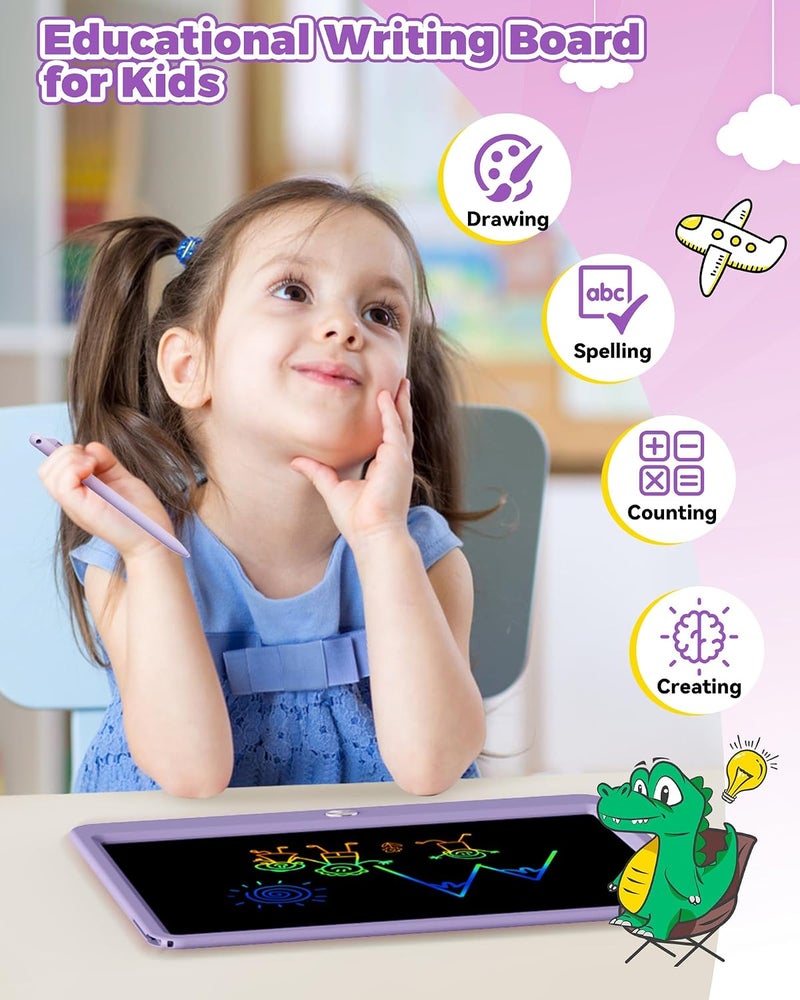 LCD Writing Tablet with Anti-Lost Stylus (Purple, 12 inch) - Image 2