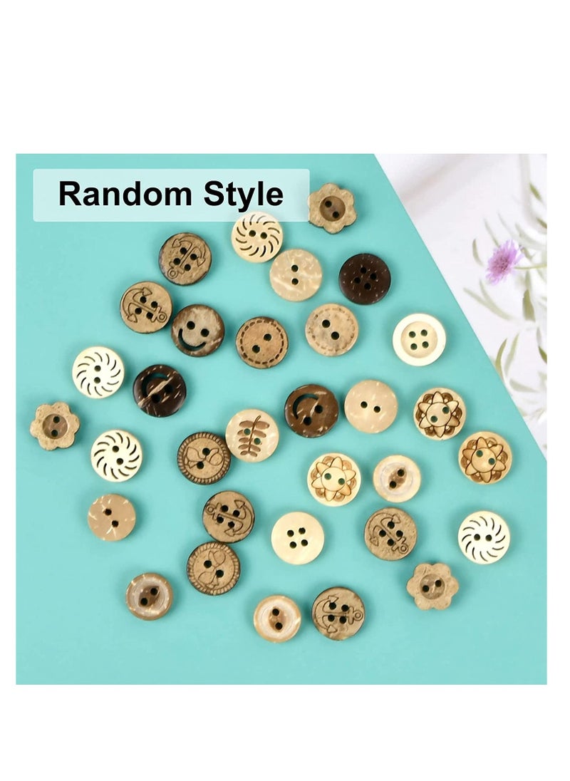 Wooden Sewing Buttons Craft Wood Buttons Handmade Round Shape Button Natural Coconut Buttons with Storage Box for DIY Baby Cardigans Knitting Clothes Hats Scrapbook Decorations, 13mm 100 Pcs - Image 3