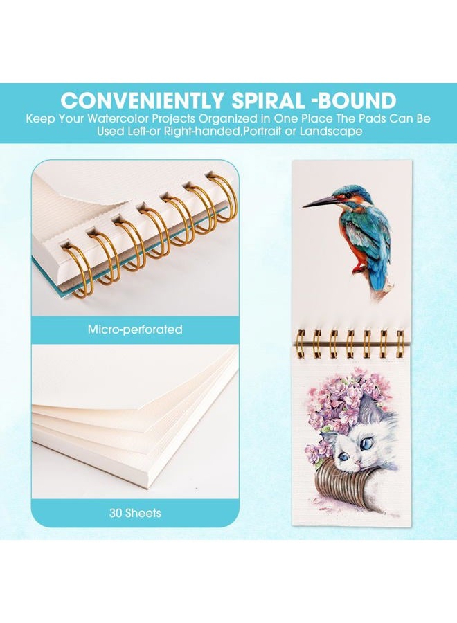 HONIBRA Watercolor Paper Pad 3.5"×5.5", Small Watercolor Sketchbook 140lb/300g, 30 Sheets Spiral Bound Art Journal for Drawing & Painting, Christmas Gift for Kids & Adults - Image 3