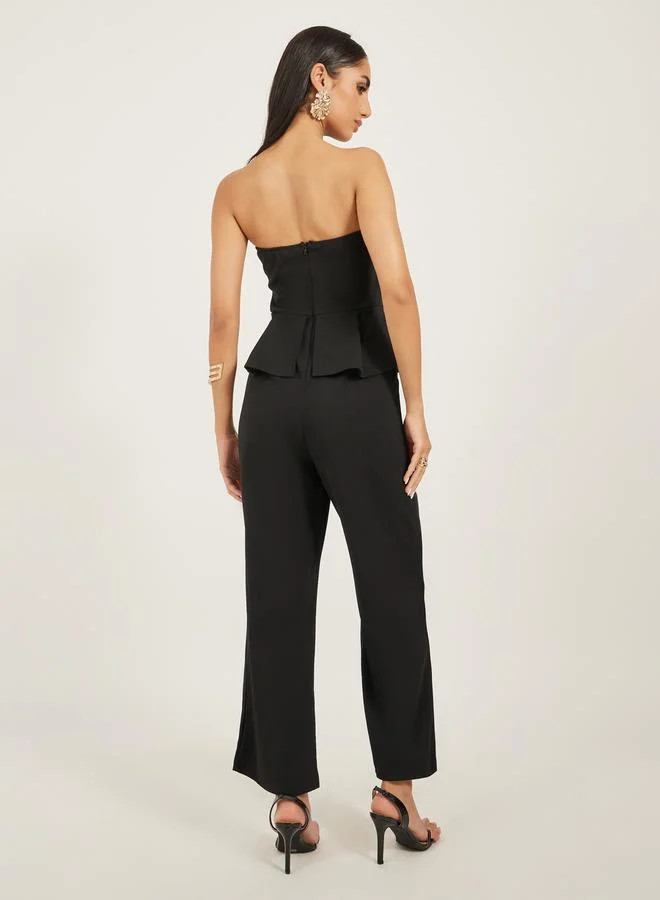 Styli Bandeau Neck Wide Leg Jumpsuit