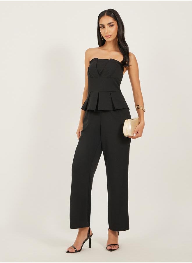 Styli Bandeau Neck Wide Leg Jumpsuit  - Image 1