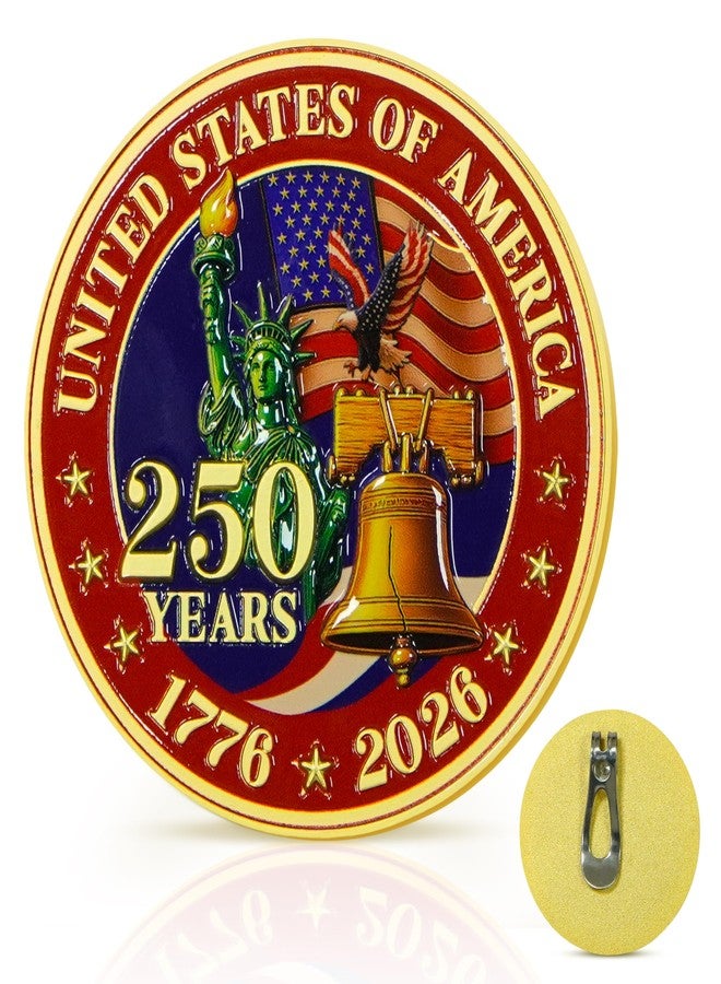 FLAGWIX USA Anniversary Car Visor Clip - 3 Inch Embossed Patriotic Auto Accessory with Liberty Bell, Statue of Liberty & American Flag Gift - Image 1