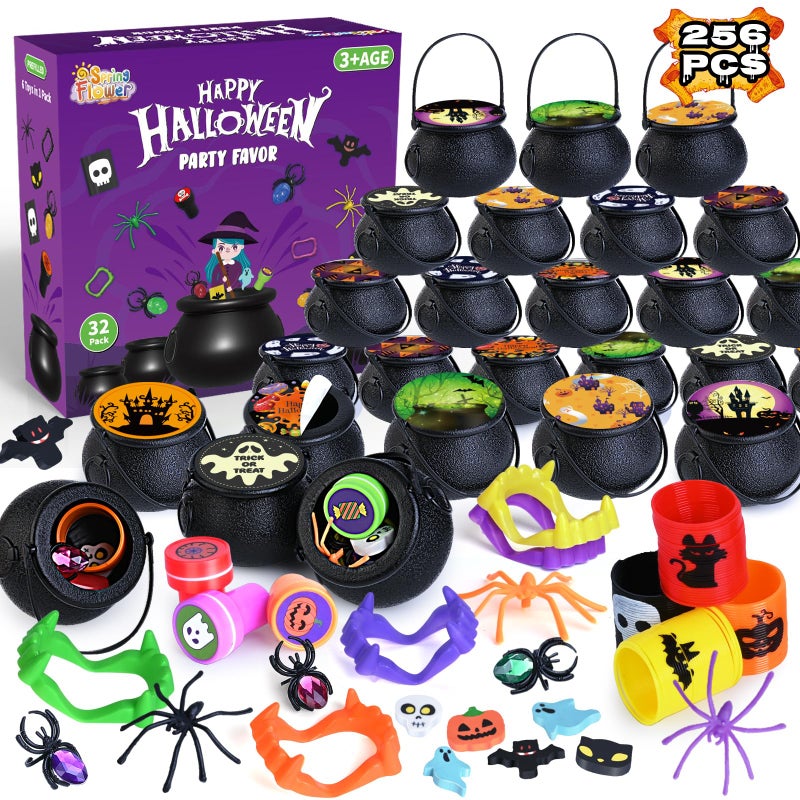 spring flower SpringFlower 240 PCS Halloween Party Favors 30 Pack Prefilled Small Plastic Witch Cauldron Halloween Toys in Bulk Halloween Prizes Gifts Miniatures for Kids Trick or Treat - Image 2