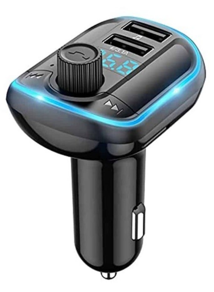 ELTRAZONE 3.1A Dual USB Y44 FM Transmitter Car Charger – RGB LED Backlight, Digital Display, and Wireless Radio - Image 1