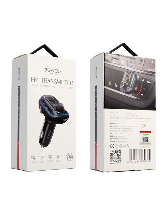 ELTRAZONE 3.1A Dual USB Y44 FM Transmitter Car Charger – RGB LED Backlight, Digital Display, and Wireless Radio - Image 4