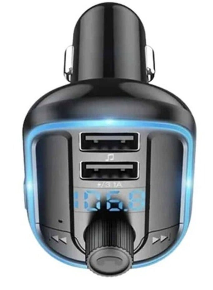 ELTRAZONE 3.1A Dual USB Y44 FM Transmitter Car Charger – RGB LED Backlight, Digital Display, and Wireless Radio - Image 2