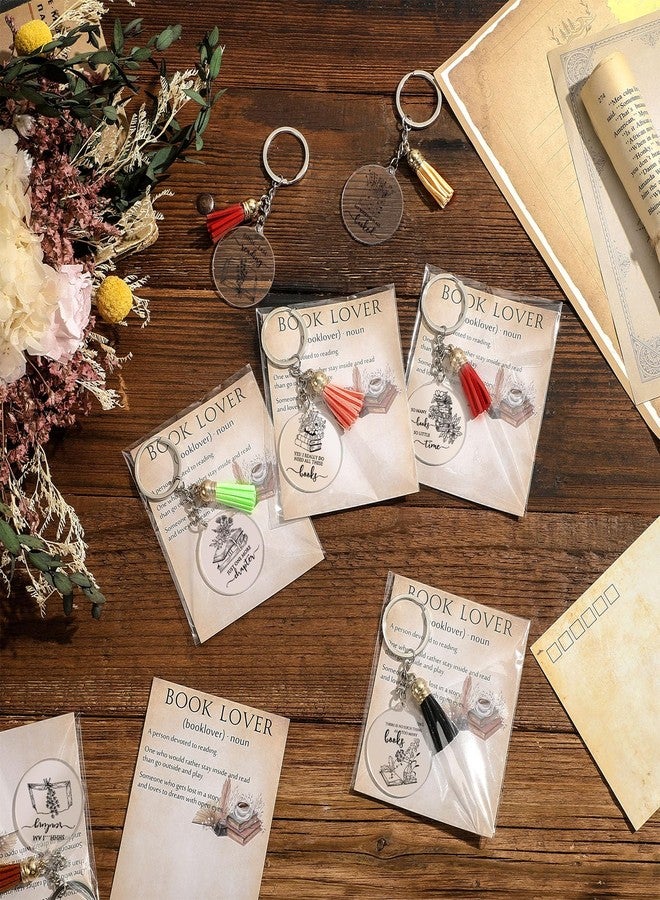 سوريو مجموعة Sureio المكونة من 12 مجموعة هدايا لمحبي الكتب، سلاسل مفاتيح لمحبي الكتب، هدايا بالجملة لنادي الكتاب مع بطاقات مزينة بشرابات، إكسسوارات للقراءة، هدايا حفلات عيد الميلاد، محب للكتب، أمين مكتبة، معلم، نساء ورجال (نمط أنيق) - Image 4
