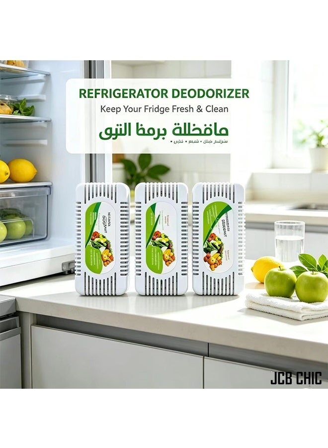 JCB CHIC 3-Pack Refrigerator Odor Eliminator & Air Purifier Box – Activated Charcoal Deodorizer for Fresh Food Storage, Kitchen & Freezer Use - Image 1