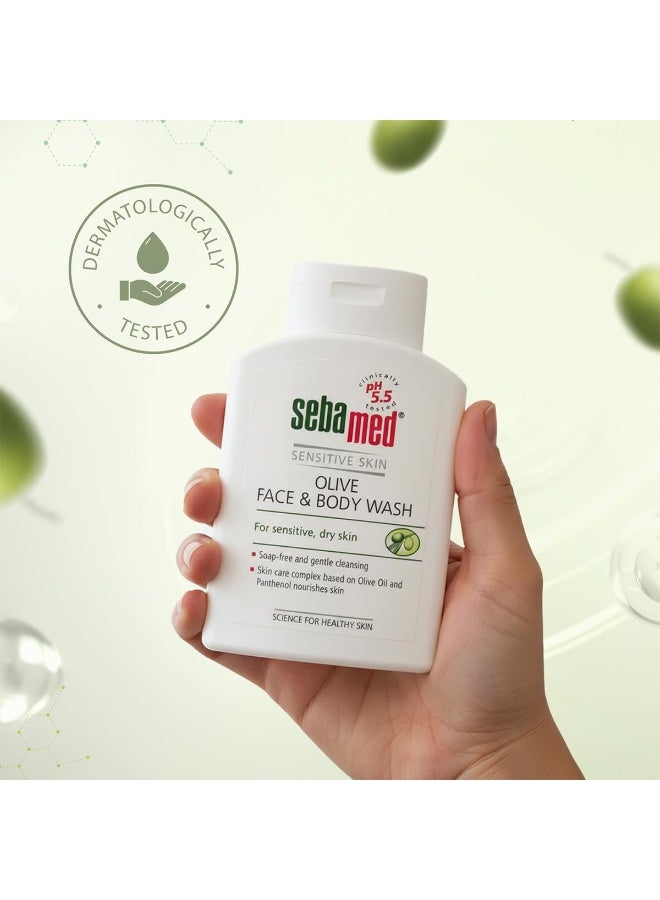 SebaMed Olive Face & Body Wash, Extra Mild For Sensitive, Dry Skin, Ph5.5, Soap Free, Gentle Cleansing, Olive Oil + Panthenol Nourishes Skin, Dermatologically & Clinically Tested, 200 Ml - Image 3