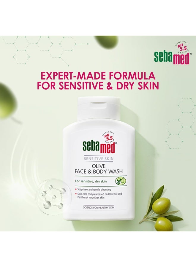 SebaMed Olive Face & Body Wash, Extra Mild For Sensitive, Dry Skin, Ph5.5, Soap Free, Gentle Cleansing, Olive Oil + Panthenol Nourishes Skin, Dermatologically & Clinically Tested, 200 Ml - Image 4