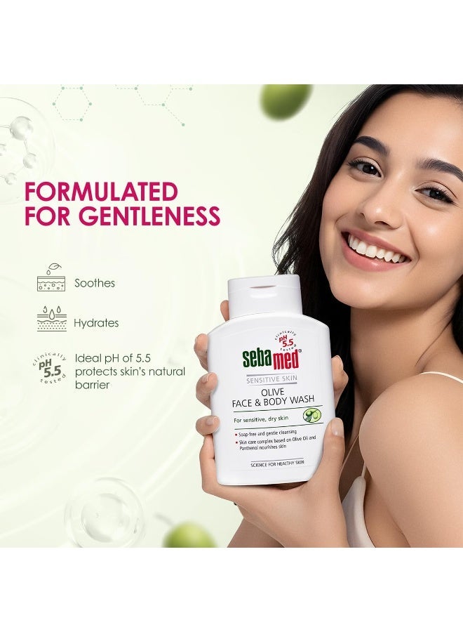SebaMed Olive Face & Body Wash, Extra Mild For Sensitive, Dry Skin, Ph5.5, Soap Free, Gentle Cleansing, Olive Oil + Panthenol Nourishes Skin, Dermatologically & Clinically Tested, 200 Ml - Image 2