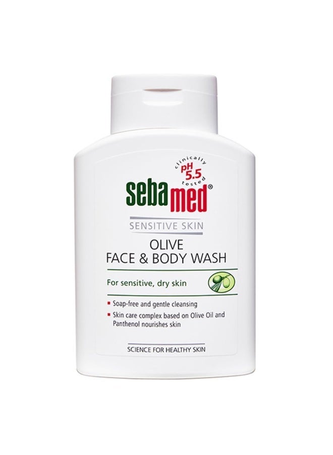 SebaMed Olive Face & Body Wash, Extra Mild For Sensitive, Dry Skin, Ph5.5, Soap Free, Gentle Cleansing, Olive Oil + Panthenol Nourishes Skin, Dermatologically & Clinically Tested, 200 Ml - Image 1