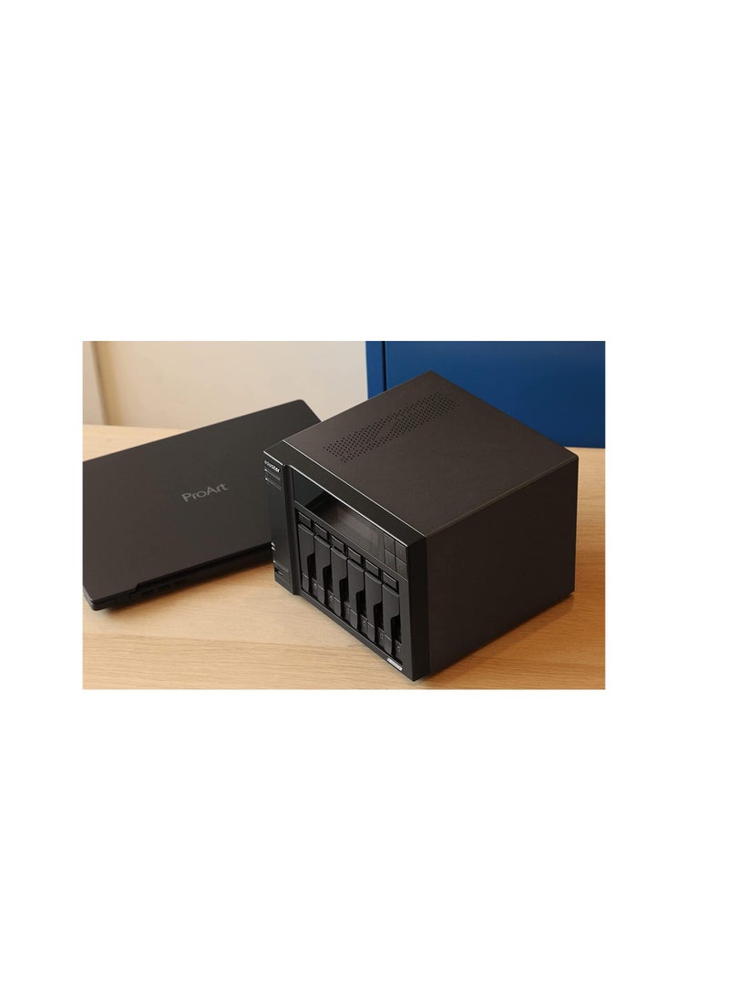 Lockerstor 6 Gen2 AS6706T - 6 Bay NAS, Quad-Core 2.0 GHz CPU, 4X M.2 NVMe Slots, Dual 2.5GbE, Upgradable to 10GbE, 8GB DDR4 RAM, Content Creation Network Attached Storage (Diskless)