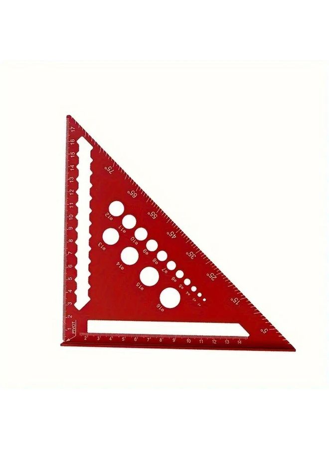 Heavy Duty 7 Inch Red Metal Carpenter Square With Angle Holes And Degree Guides - Image 1