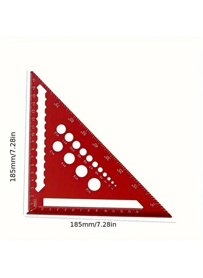 Heavy Duty 7 Inch Red Metal Carpenter Square With Angle Holes And Degree Guides - Image 3