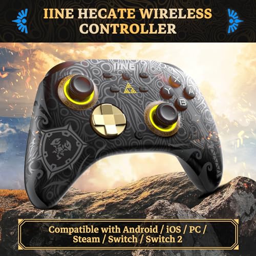 IINE Wireless Switch Controller, Switch Pro Controllers for Switch 2/ Lite/OLED/PC, Remote Gamepad with Headset Jack/RGB Light/Macro Function/Wake up/Turbo/Adjustable Rumble - Image 2