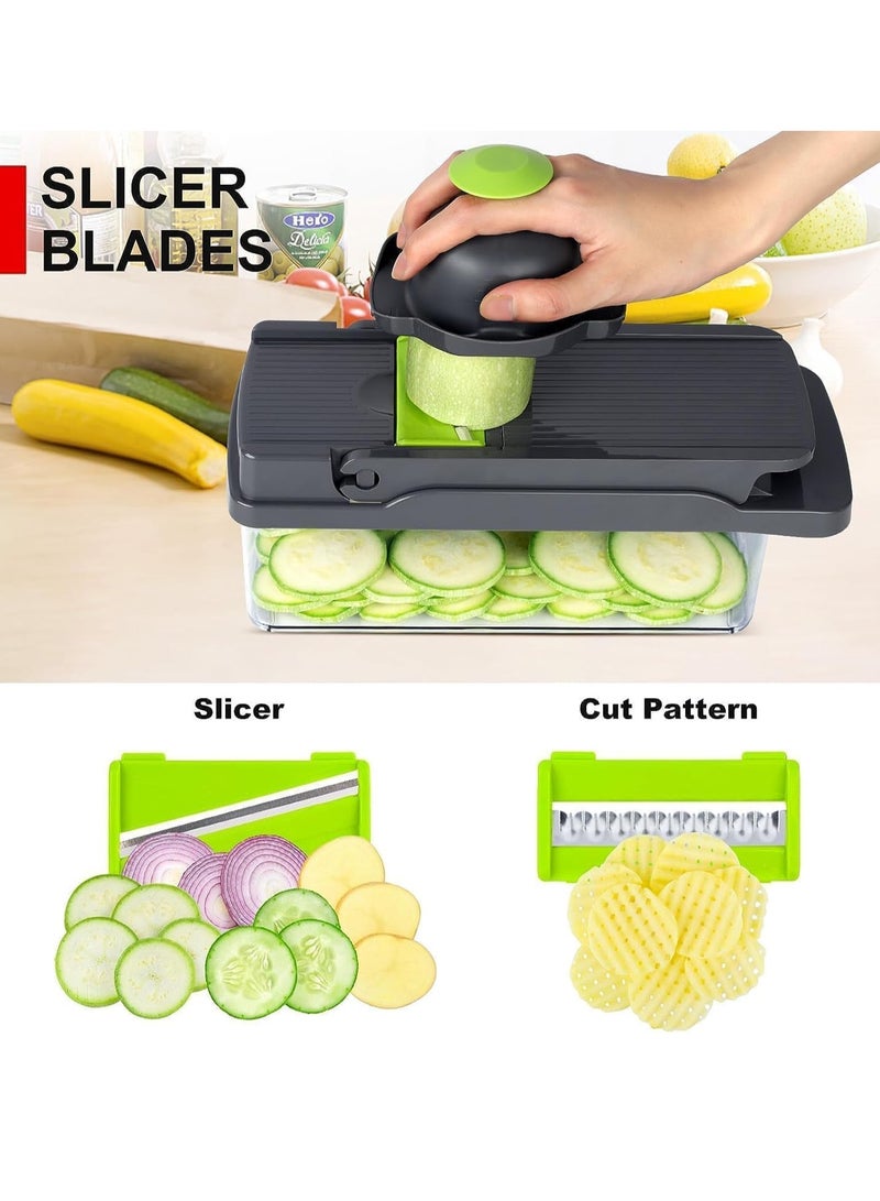 ELTRAZONE NEW Vegetable Chopper – 12-in-1 Multifunctional Food Chopper, Pro Onion Chopper, Veggie Chopper with Container, Slicer, Dicer, Cutter, Mandoline Slicer for Salad & Garlic Chopping - Image 4