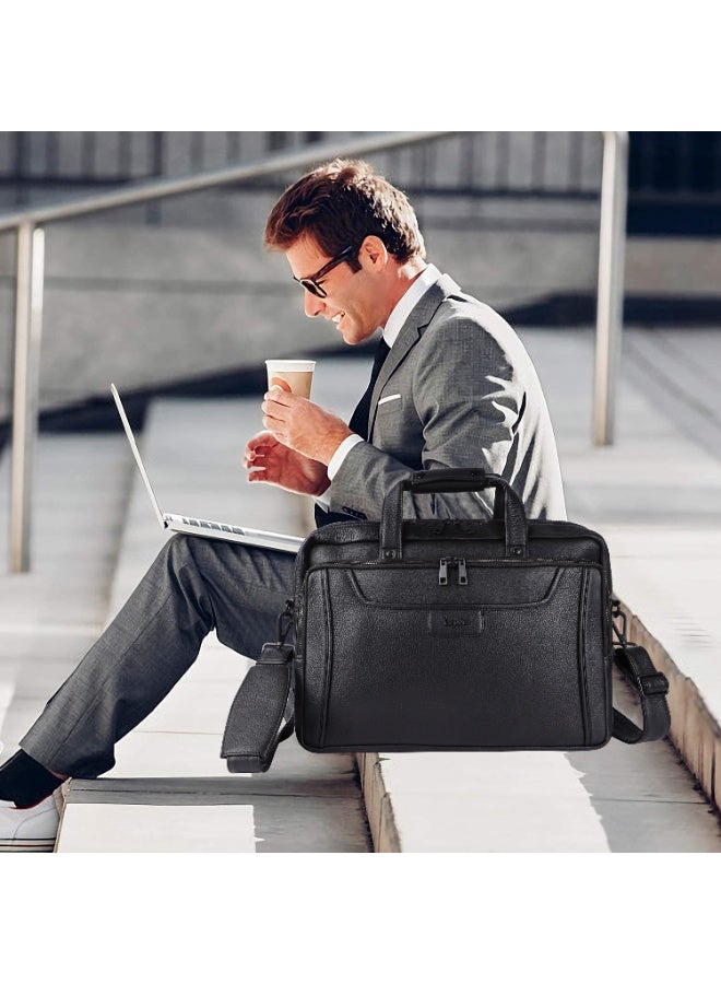 LAVERI LEATHER LAVERI® Genuine Leather Laptop Bag For Men Women – Fits up to 15.6 inch Cow Hide Office Briefcase Business Cross Body Messenger Executive Bag IPad Macbook Adjustable Shoulder Strap Expandable Premium Quality - 2818 - Image 3