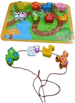 Al Safwa Al Safwa Wooden Farm Building Blocks Box, Multicolor 