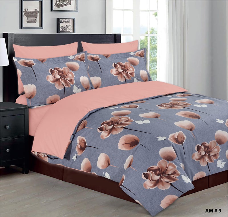 Amali  6 piece Polycotton Bed Sheet Queen Size (160x200+35) cm 1 Fitted Sheet, 1 Duvet Cover and 2 Standard & 2 Oxford Pillowcases Soft Breathable & Durable Fabric for Home Use - Image 1