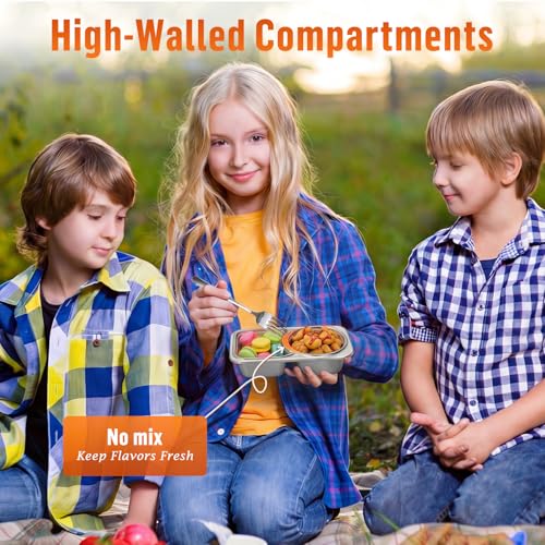 BRIGHTWORLD 4 PacK Stainless Steel Snack Containers with Silicone Lids, 2 Compartment Snackle Box Container, Leak-Proof Reusable Metal Food Storage Container for Travel, School, Meal Prep, Camping, 200ml - Image 4