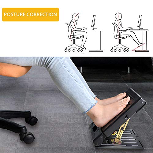 HiHydro Adjustable Foot Rest for Under Desk at Work, Comfortable Footrest with 4-Level Height Adjustment, Ergonomic Leg Rest for Office Gaming Chair, Black Foot Stool with Removable Soft Pad - Image 2