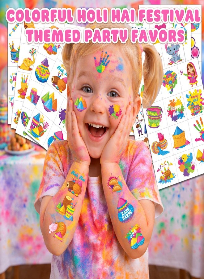 91TATTOOS 96 PCS Colorful Holi Hai Festival Pre-Cut Temporary Tattoos for Kids - Image 2